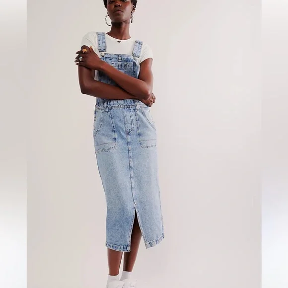 We the free Denim skirt Overalls small Bardot - Picture 1 of 10
